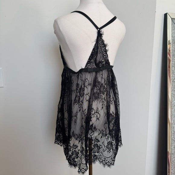 Elegant Black Lace Lingerie babydoll gothic glam vampy whimsy  OS - Picture 4 of 5